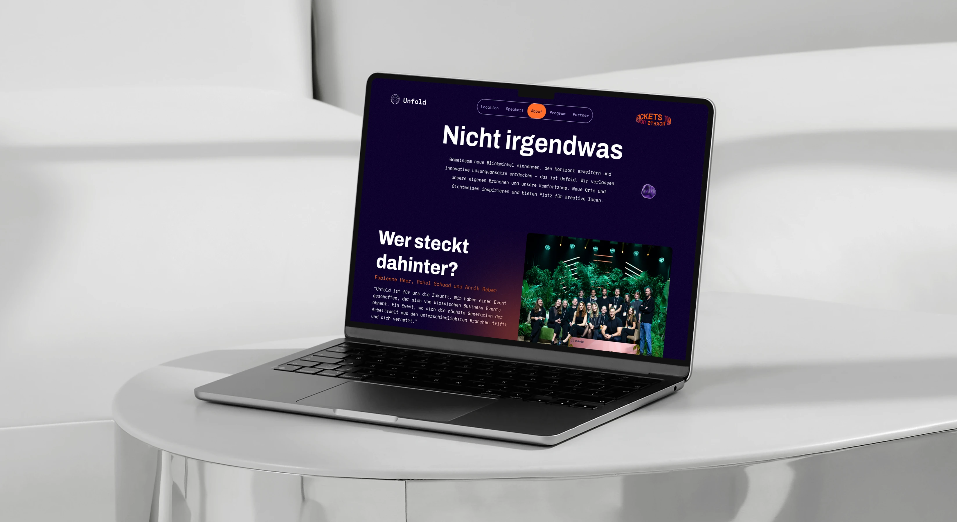 Desktopansicht Unfold Event Website