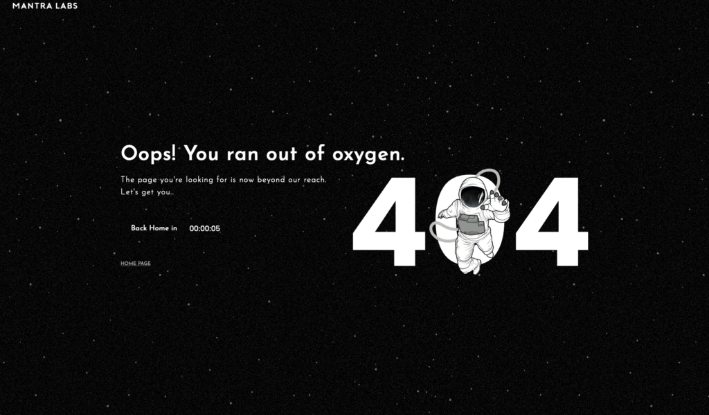404-Fehlerseite von Mantra Labs