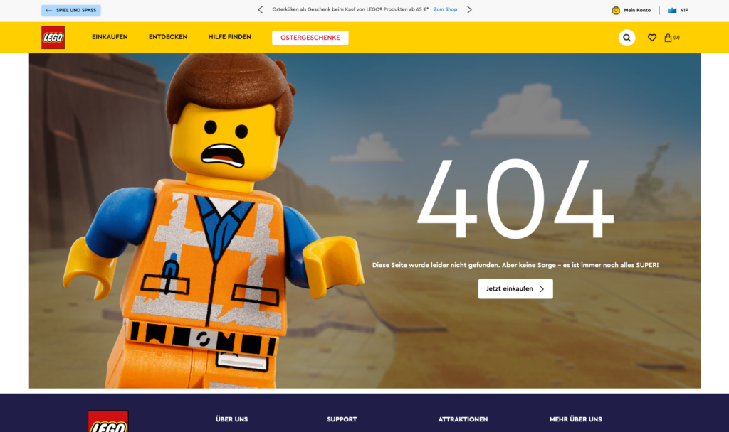 404-Fehlerseite von Lego
