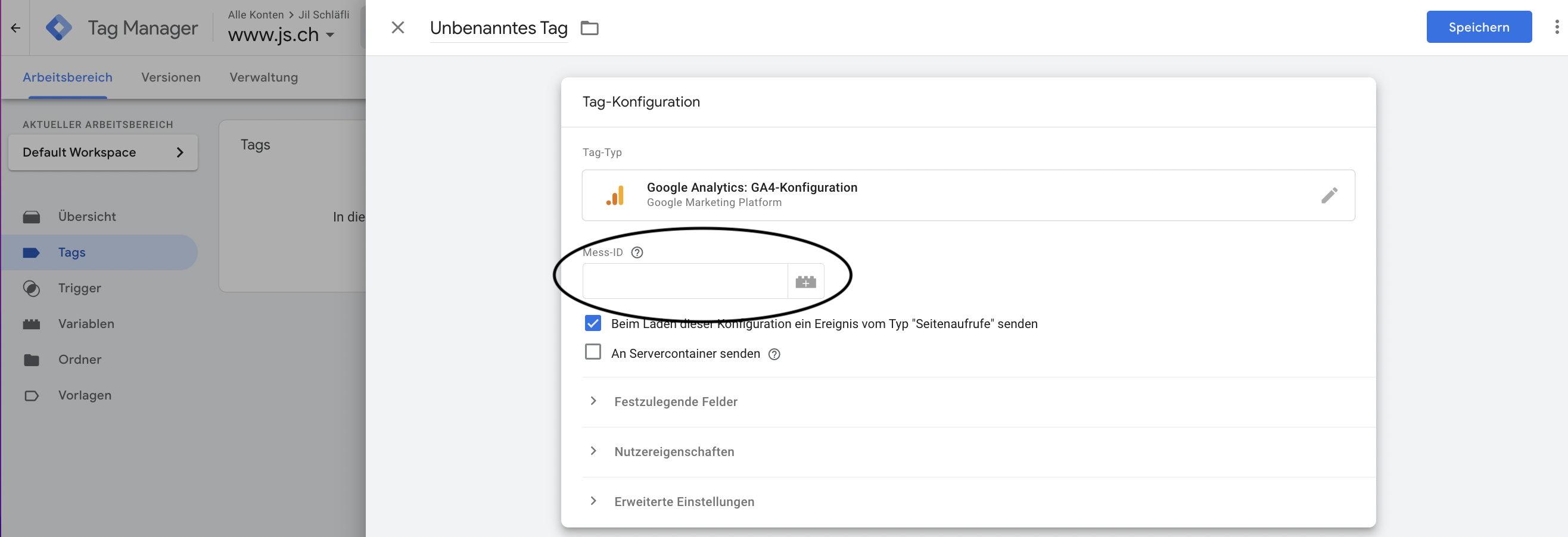 Google Tag Manager Google Analytics 4 Mess ID einsetzen